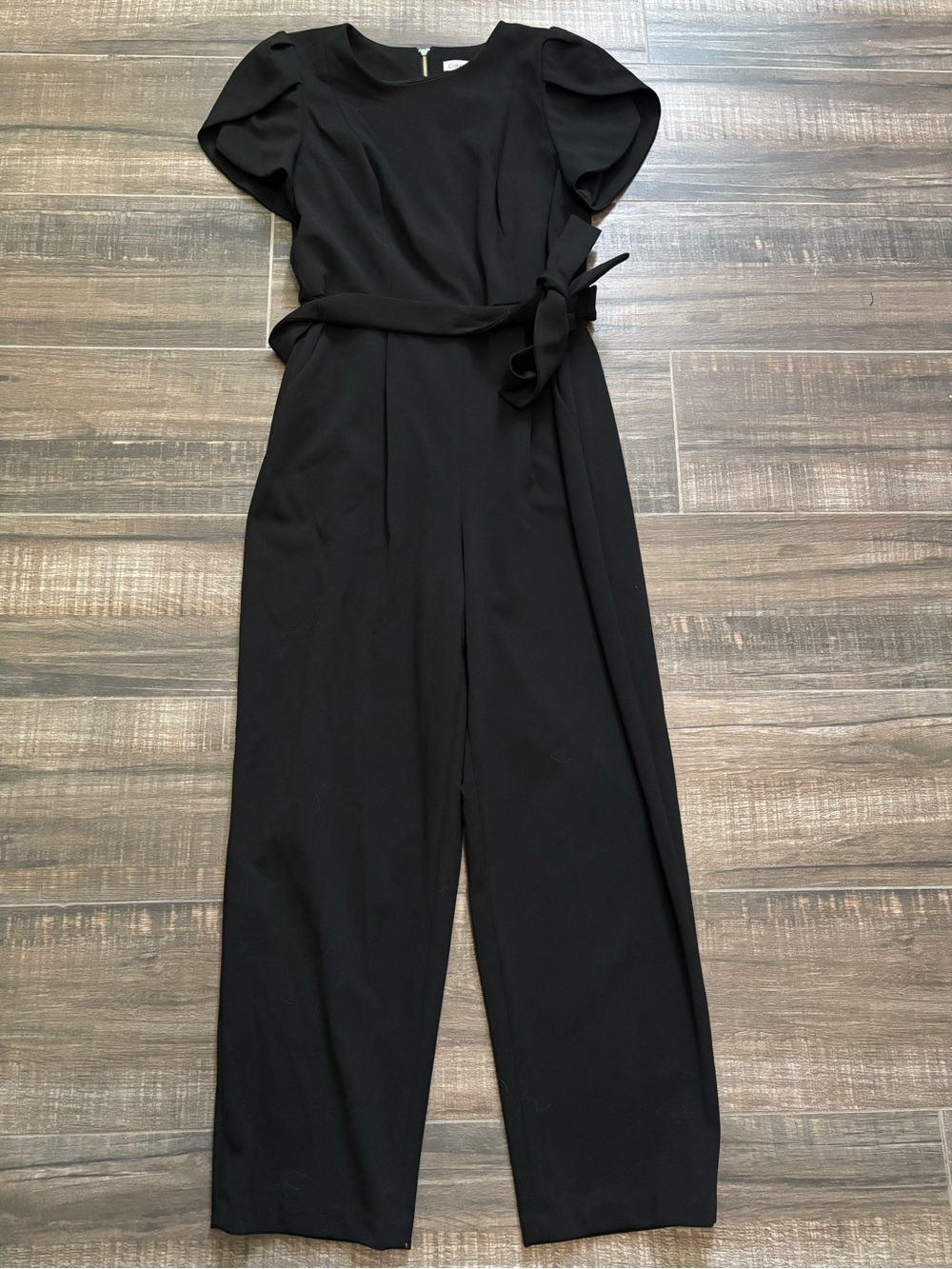 Calvin Klein Tie-Waist Tulip Sleeve Jumpsuit